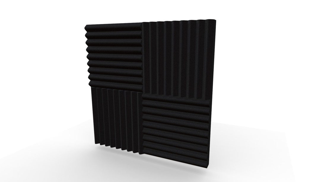 Panneaux de mousse acoustique noirs classiques utilisés pour l'amortissement sonore.